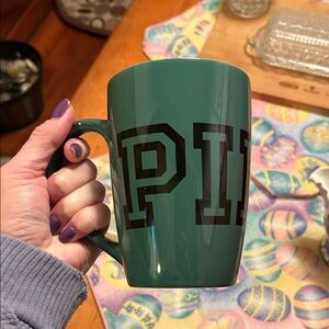PINK Victoria's Secret Green Mug with Black Logo
